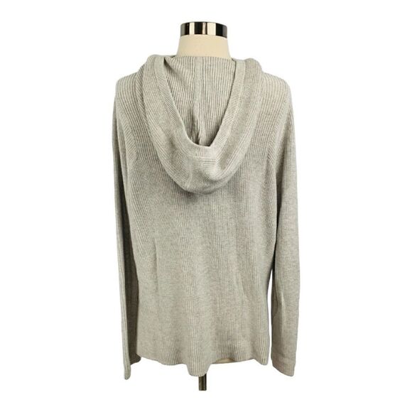 Athleta | Rest Day Hoodie Sweater Dove Grey Knit Pima Cotton Silk Blend | S - Picture 3 of 10